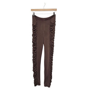 I‎ AM GIA Pants Womens Medium Brown Ruched High Waist Stretch Polyester Spandex